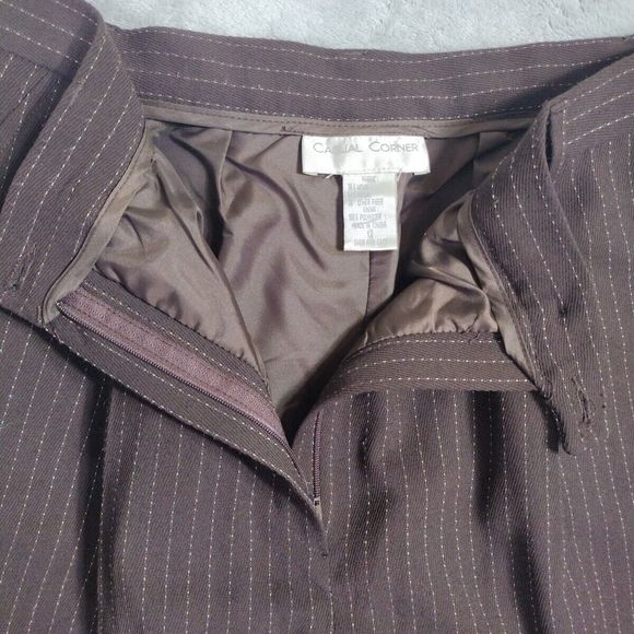 Striped Trousers Pants Women's Career Halter Brown Cream Size 12 Pant - Picture 7 of 14